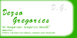 dezso gregorics business card